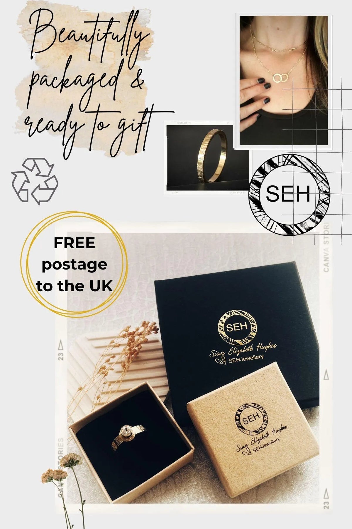 Hammered Solid Recycled Gold 3 Tiny Circle Hoop Bracelet: Delicate Interlocking Chain