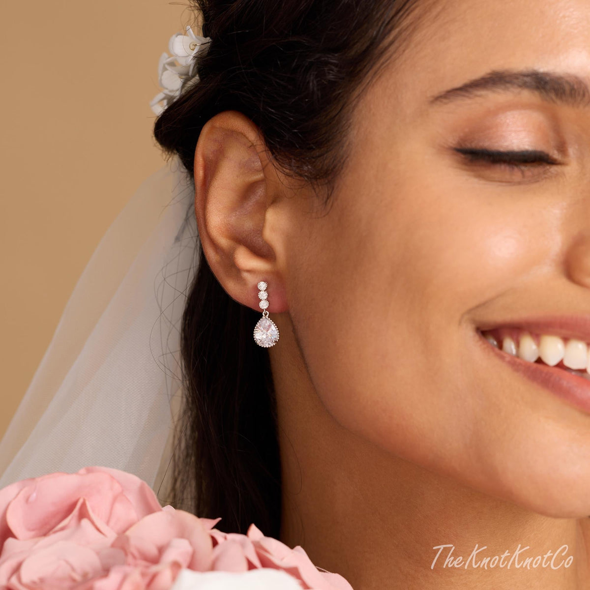 CZ Diamond Wedding Jewellry Set: Crystal Earrings and Necklace, Bridal Jewellry, Wedding Jewellery, Silver Plated Jewellery, Bridesmaid Gift