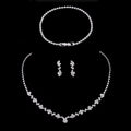 Bridal Jewellery Set, Princess Cut Shape Necklace Set, Sparkling Necklace, Bracelet and Earring Zirconia Jewellery, Jewellery Gift
