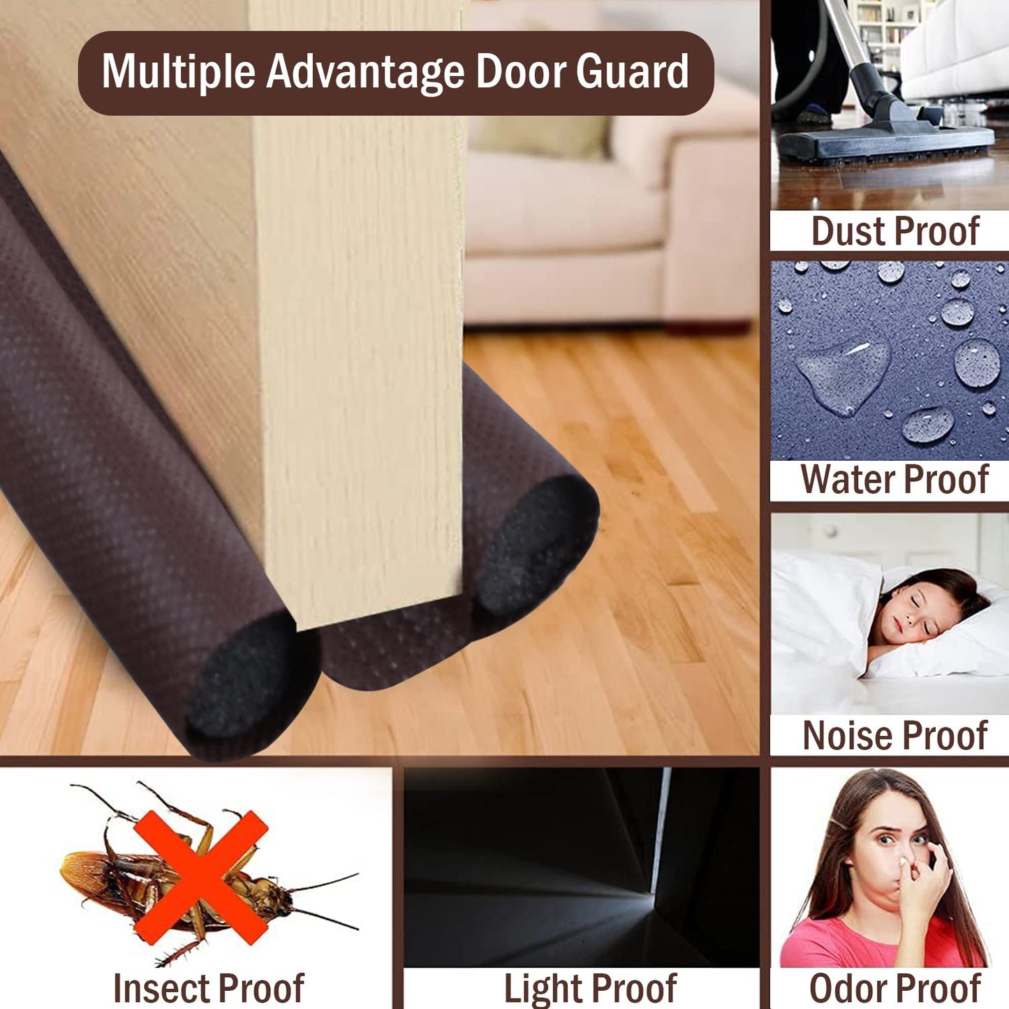 Door Bottom Sealing Strip Guard for Home (Size- 39 inches) (Brown)