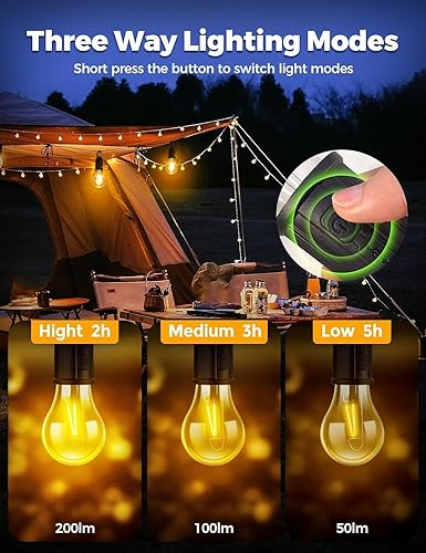 Care 4 Rechargeable LED Light Bulb, Waterproof LED Tent Lights with USB Cable, 3 Modes Camping Lantern, Hanging Lamp for Hiking, Emergency, Camping, Household, & Car Repairing. (Pack of 1)