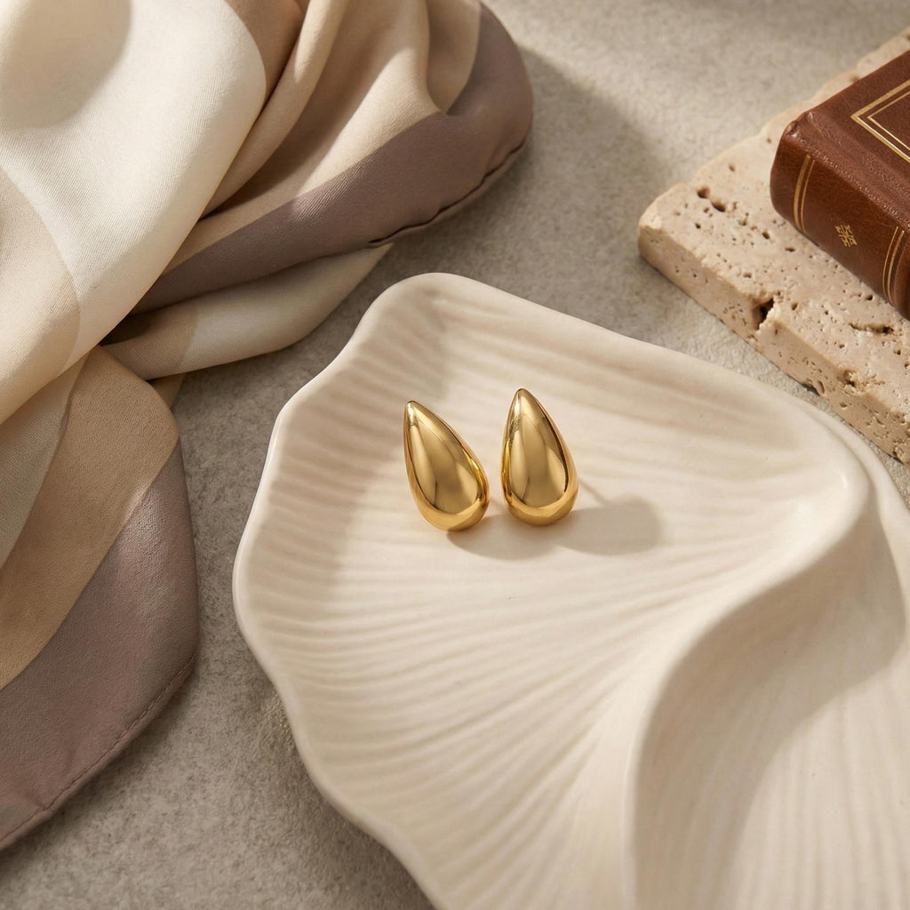 Teardrop Earrings Gold, Waterdrop Earring, Non Tarnish Waterproof Jewellery, Gifts for Her, Minimalist Jewellery