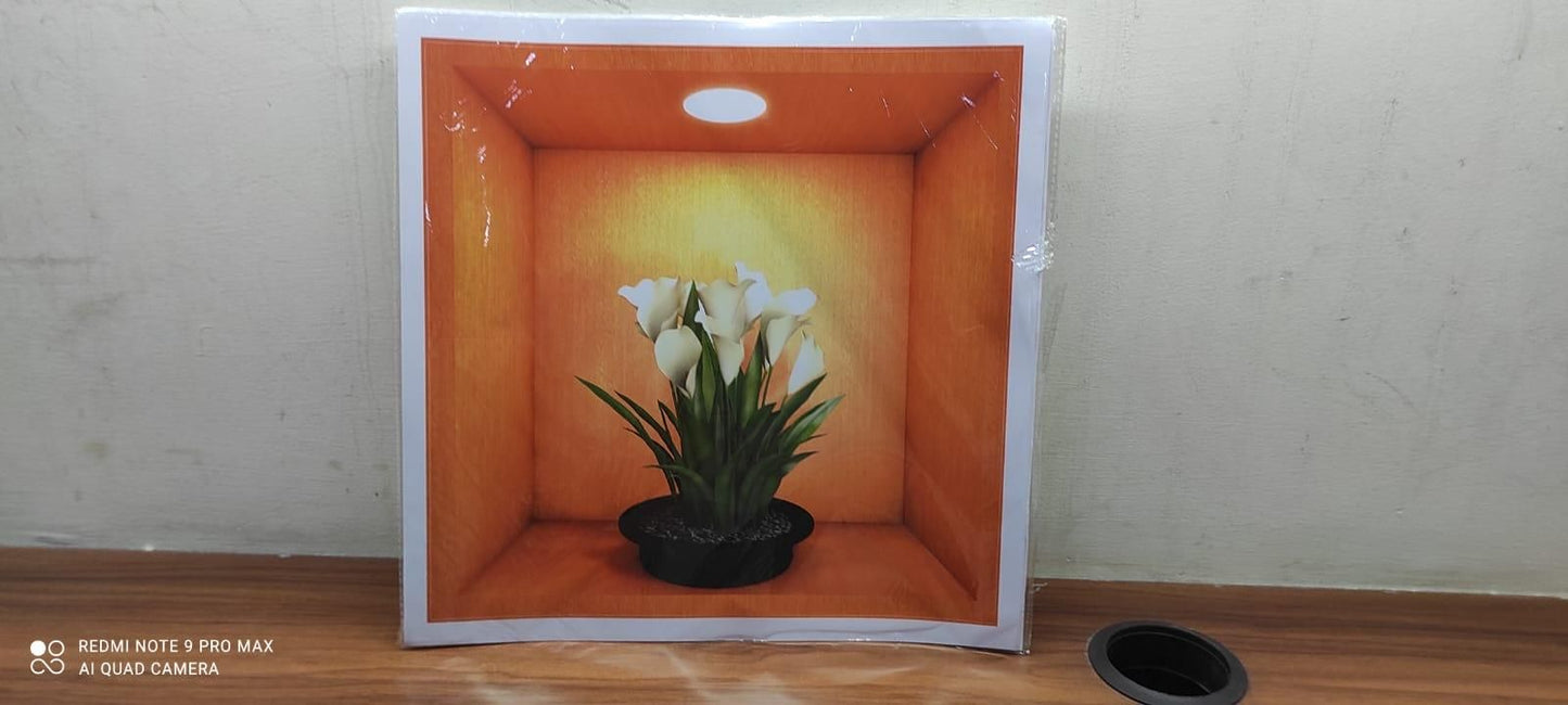 3D Beautiful Decal Flower Pot Design Wall Sticker For Home Living Room Bedroom Office|Peel&Stick Wall Sticker|Waterproof Decorative Stickers|Self Adhesive Wall Decor,12 cms