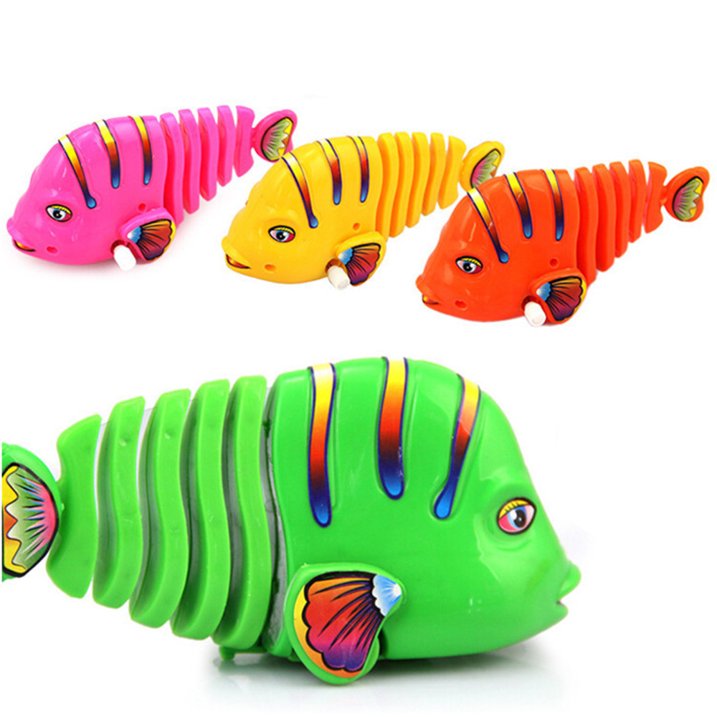 Colourful Movable Fish Toy, Gear Wind Up Fish Toy for Girls & Boys, Crawling Toys for Birthday Gift, Wind-up Fish Toy Swim Pool Bath Toys for Toddler Sea Animal Bath Toy