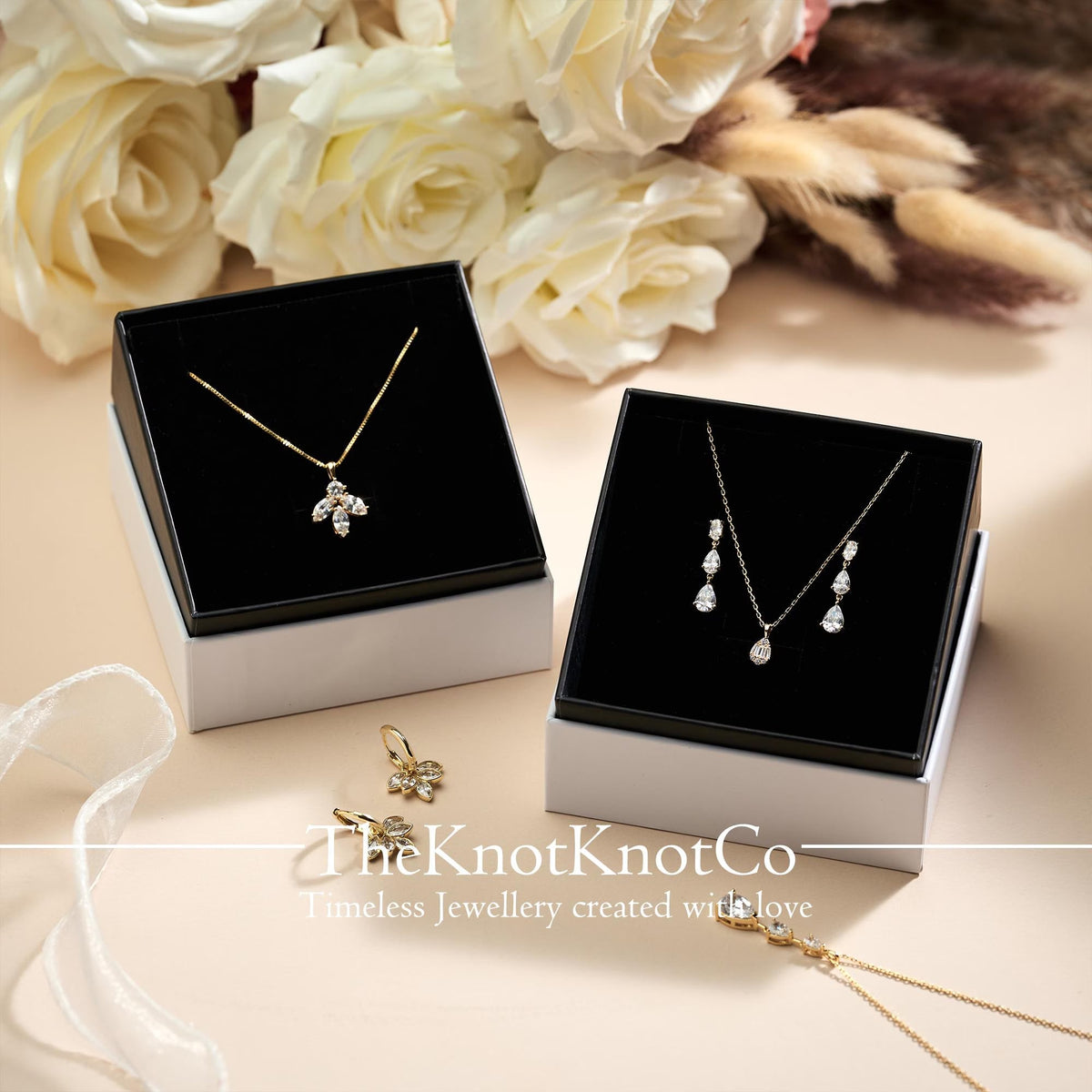 CZ Diamond Wedding Jewellry Set: Crystal Earrings and Necklace, Bridal Jewellry, Wedding Jewellery, Silver Plated Jewellery, Bridesmaid Gift