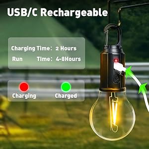 Care 4 Rechargeable LED Light Bulb, Waterproof LED Tent Lights with USB Cable, 3 Modes Camping Lantern, Hanging Lamp for Hiking, Emergency, Camping, Household, & Car Repairing. (Pack of 1)