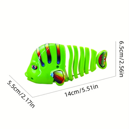 Colourful Movable Fish Toy, Gear Wind Up Fish Toy for Girls & Boys, Crawling Toys for Birthday Gift, Wind-up Fish Toy Swim Pool Bath Toys for Toddler Sea Animal Bath Toy